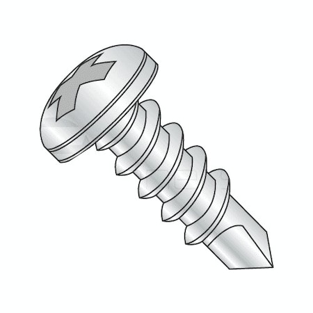 Newport Fasteners Self-Drilling Screw, #14 x 1-1/4 in, Zinc Plated Steel Pan Head Phillips Drive, 1500 PK 214541-1500